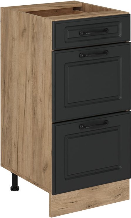 Küchenunterschrank R-Line, Anthrazit Landhaus, 40 cm mit Schubladen, ohne Arbeitsplatte Vicco