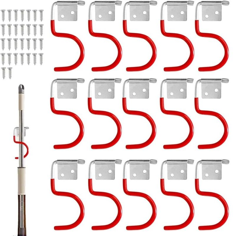 Gartengerätehalter, 15-teiliger Gartengerätehalter mit Gummibeschichtung, Gerätehaken mit 30 Schrauben, Metallhaken, Wan...