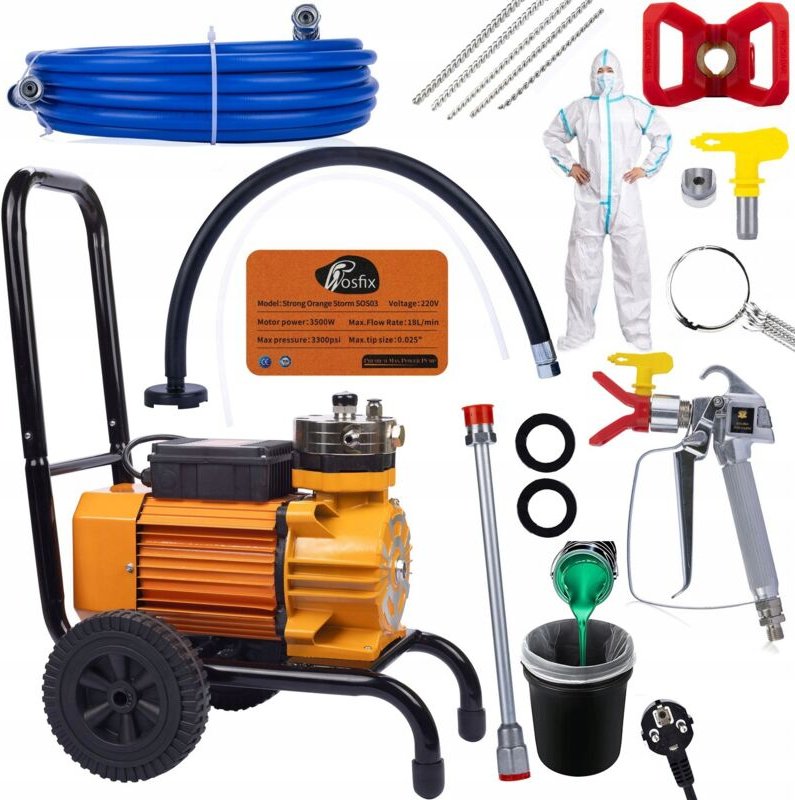 Rosfix Lackiereinheit Rosfix Strong Blue Storm SBS03 3500W 22MPA 18L/min + 20L Sieb + Overall + Wischer