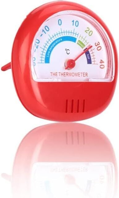 Aougo - Mini-Kühlschrank-Gefrierschrank-Thermometer, großes mechanisches Zifferblatt-Thermometer (rot)
