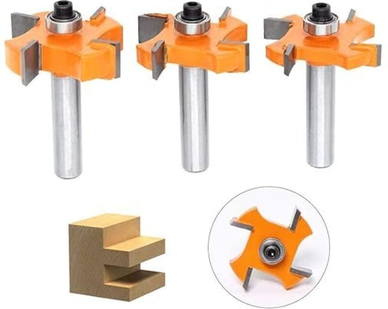 3-teiliger Nut- und Federschneider, 4 Klingenkugeln, 8-mm-Schaft t – Holzschneider, Holzbearbeitungswerkzeuge für Türen,...