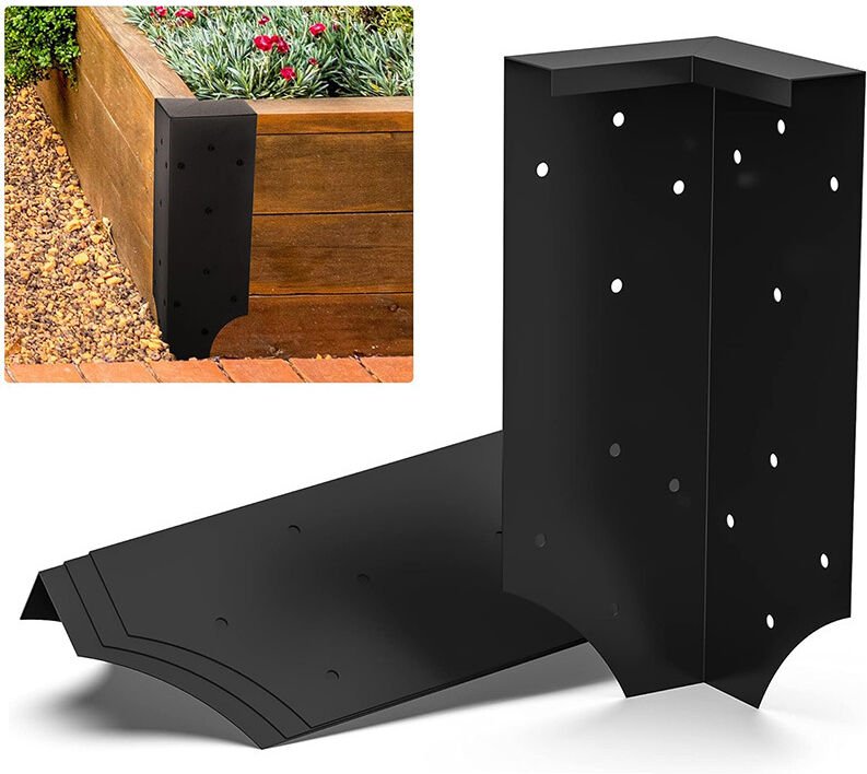 4er-Pack 30,5 cm Hochbeet-Eckwinkel aus Metall in L-Form mit Schrauben, schwarze Eckverbinder, 30,5 x 11,4 x 11,4 cm für...