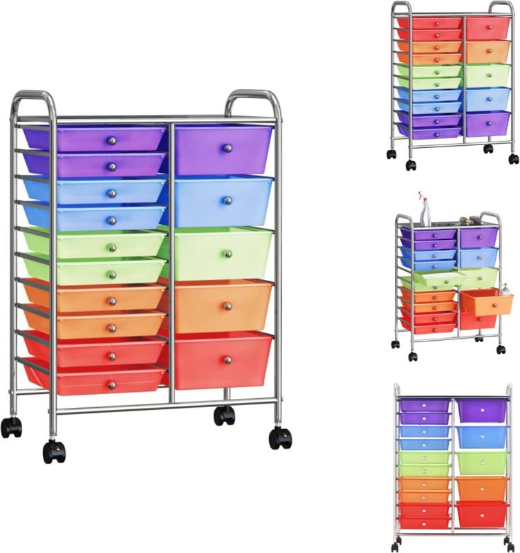 Rollwagen & Sackkarren - Living xxl Schubladenwagen mit 15 Schubladen Mehrfarbig Kunststoff