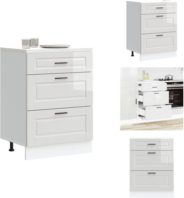 Küchenunterschrank Porto Hochglanz-Weiß Holzwerkstoff - Küchenunterschrank - Küchenunterschränke - Spülenunterschrank - ...