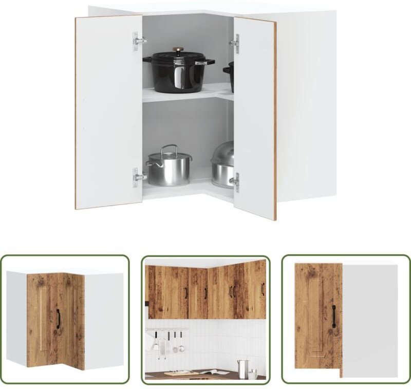 The Living Store - vidaXL Küchen-Eckhängeschrank Kalmar Altholz-Optik Holzwerkstoff