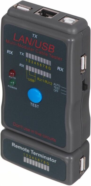NCT-2 - Netzwerkkabeltester, schwarz - Gembird