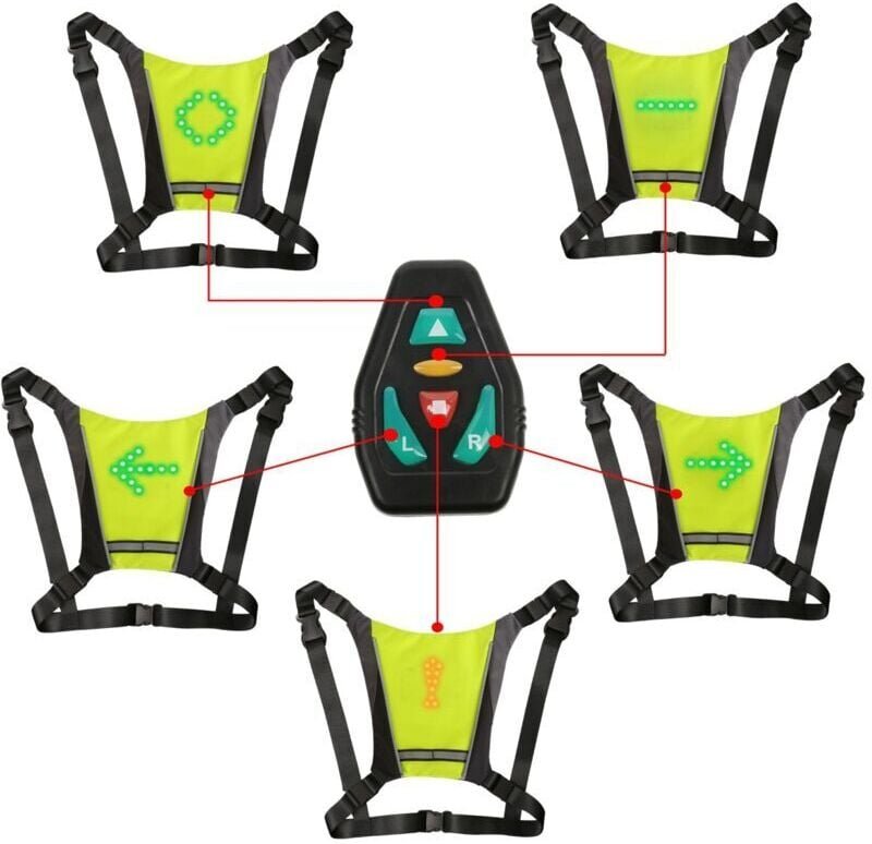 CHOYCLIT LED-Blinkerweste, LED-Reflektorweste mit Richtungsanzeiger: Fernbedienung, Blinker, USB wiederaufladbar, einfac...
