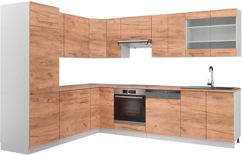 Vicco - Eckküche Fame-Line, Goldkraft Eiche/Weiß, 227 x 287 cm , ap Eiche