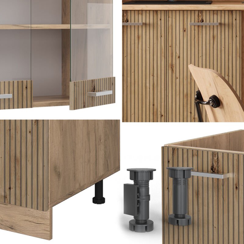 Vicco - Singleküche R-Line, Artisan-Eiche/Goldkraft Eiche, 140 cm ohne Arbeitsplatte