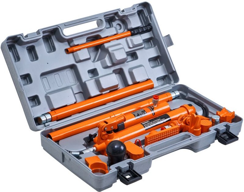 Thumbnail - Mophorn - 10-Tonnen-Porta-Power-Kit, tragbarer hydraulischer Wagenheber, 4,6 Fuß/1,4 m Ölschlauch, Werkzeugsatz zur Repa...