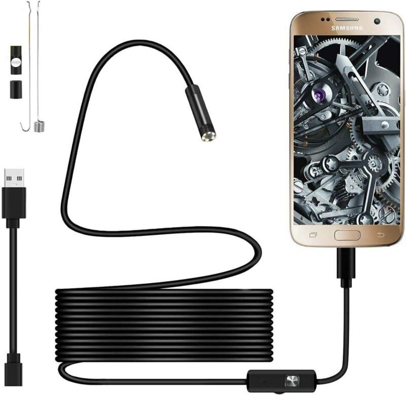 USB-Endoskop, 720p, Endoskopkamera, 5,5 mm, IP67, wasserdichte Sonden-Inspektionskameras, 2 m langes halbstarres Kabel m...