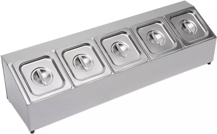 Gojoy - gn Aufsatzbord Mit gn Behältern Gastronorm Behälter Gestell Mit Deckel Edelstahl 5 Deckeln