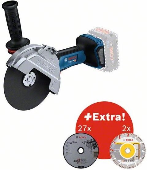 Bosch Akku-Winkelschleifer gws 18V-180 p biturbo Solo + 29 Trennscheiben