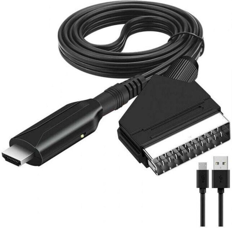 XVX - Adattatore Scart a hdmi, convertitore Scart a hdmi con cavo hdmi, convertitore Scart a hdmi, per tv Full hd 720P/1...