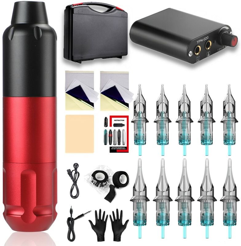 Professionelles Beauty Tattoo-Maschinenset,Tattoo-Stift,3D-Druck-Stift, Starter/Profi-Tattoo-Set, Mit 10 Ersatz-Tattoo-N...