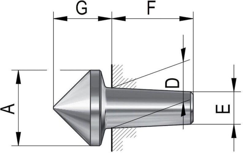 Röhm Auswechselbare Einsätze für mitlaufende Zentrierspitzen, Größe 108, 90° - 070736