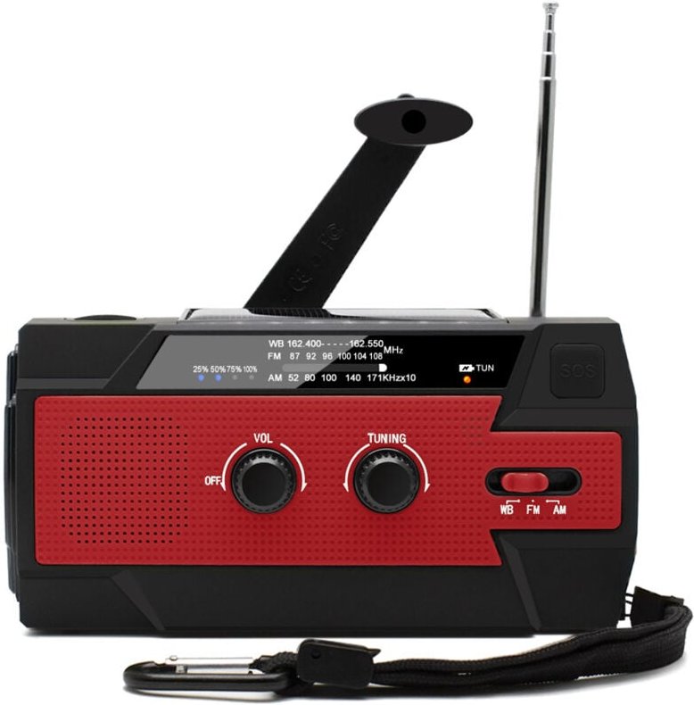 Tragbares Solarradio mit Handkurbel, wiederaufladbares Dynamoradio mit am/fm/wb, eingebautem 4000-mAh-Akku, 4 Modi, LED-...