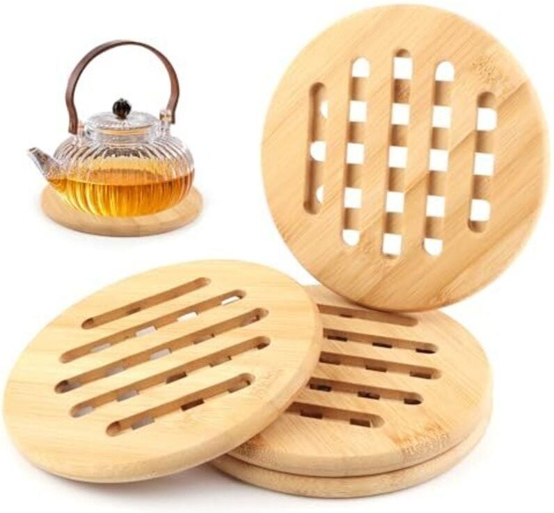 Stück Untersetzer, Holzuntersetzer, rutschfeste Untersetzmatten, hitzebeständiger Holzuntersetzer für heiße Schüsseln un...