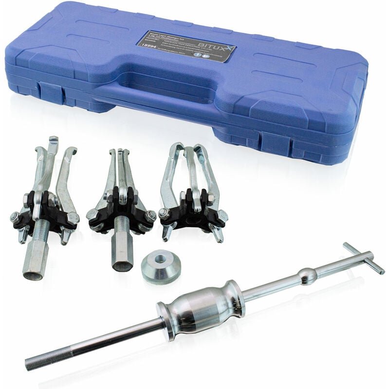 Bituxx - 5-tlg Lager Abzieher mit Gleithammer Lagerabzieher Auszieher 3-Arm Abzieher Innen Außen
