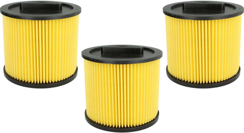 vhbw 3x Faltenfilter kompatibel mit Thomas Vario Twin Staubsauger - Patronenfilter, Gelb Schwarz, Abwaschbar
