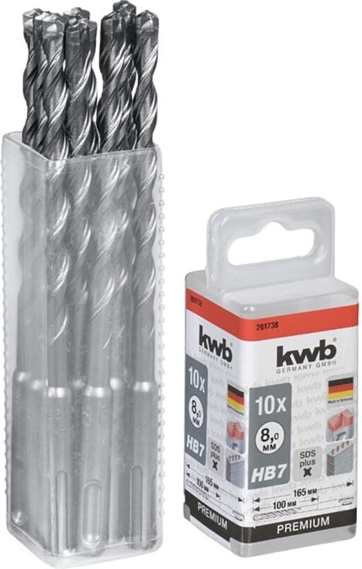 KWB - HB7 sds Plus x Hammerbohrer, 165/100 mm, ø 8 mm, 10 Stück