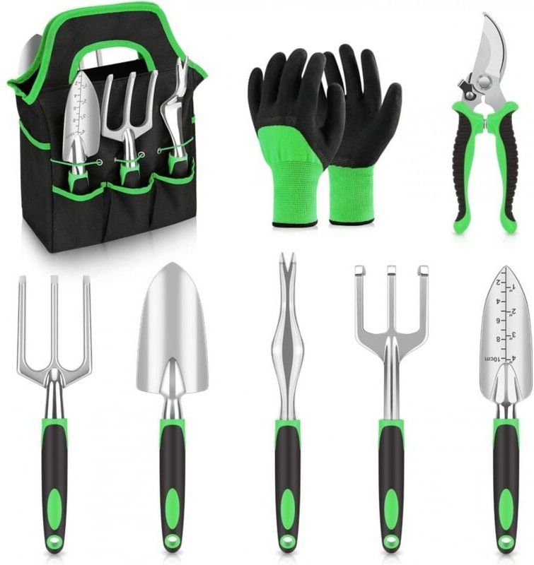 Thumbnail - 8-teiliges Gartenwerkzeug-Set, All-in-One-Handwerkzeug-Set mit robuster Tragetasche zur Aufbewahrung
