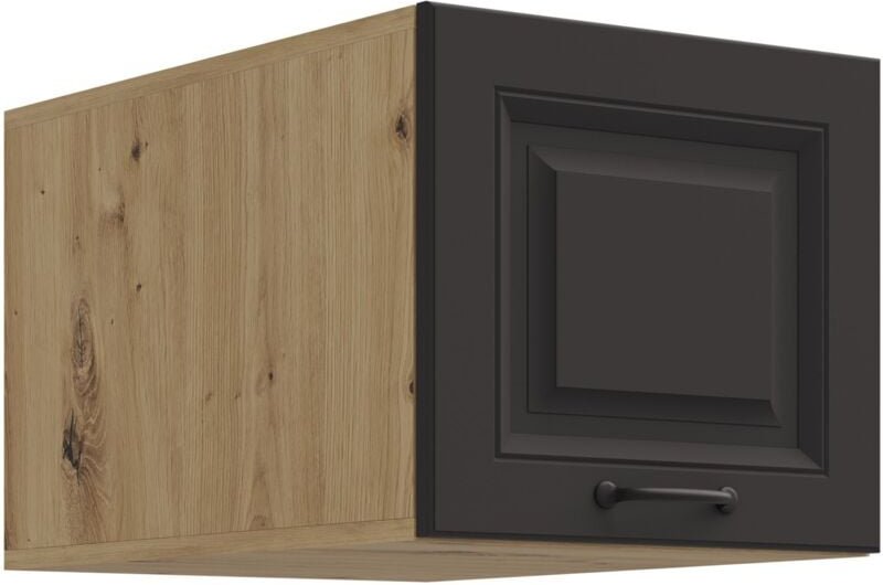 Aufsatzschrank Hochschrank 40 cm STILO Grau + Eiche Artisan Küchenzeile Küchenblock Küche Landhaus