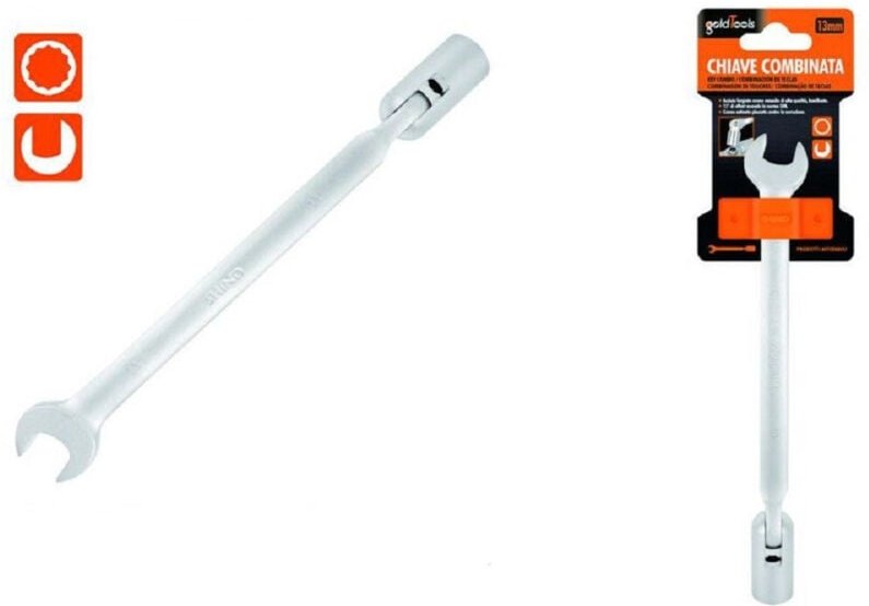 Trade Shop Traesio - Trade Shop - 13 mm festgestellter maul-maulschlüssel mit polygonalem steckschlüssel mit chrom-vanad...