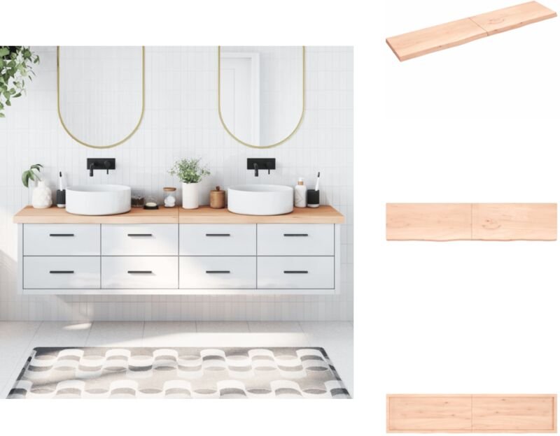 Waschtischplatte 220x50x(2-6) cm Massivholz Unbehandelt - Waschtischplatte - Eiche - Holzarbeitsplatte - Badrenovierung ...