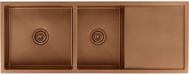 Doppelte Küchenspüle 1180 mm - Kupfer gebürstet - Filao