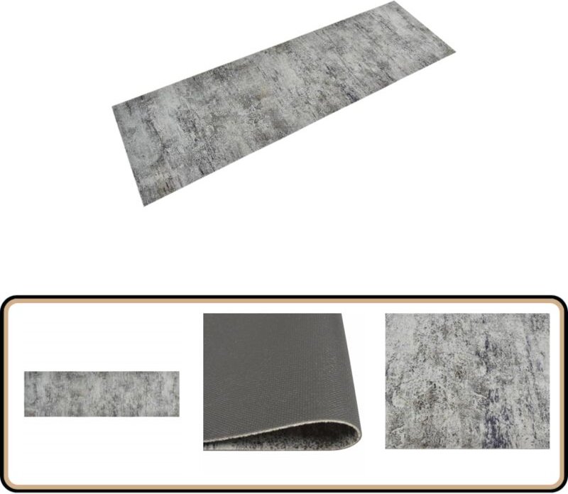 Küchenteppich Waschbar Beton 60x180 cm Samt - Küchenläufer - Samt - pvc - Rutschfest - Maschinenwäsche
