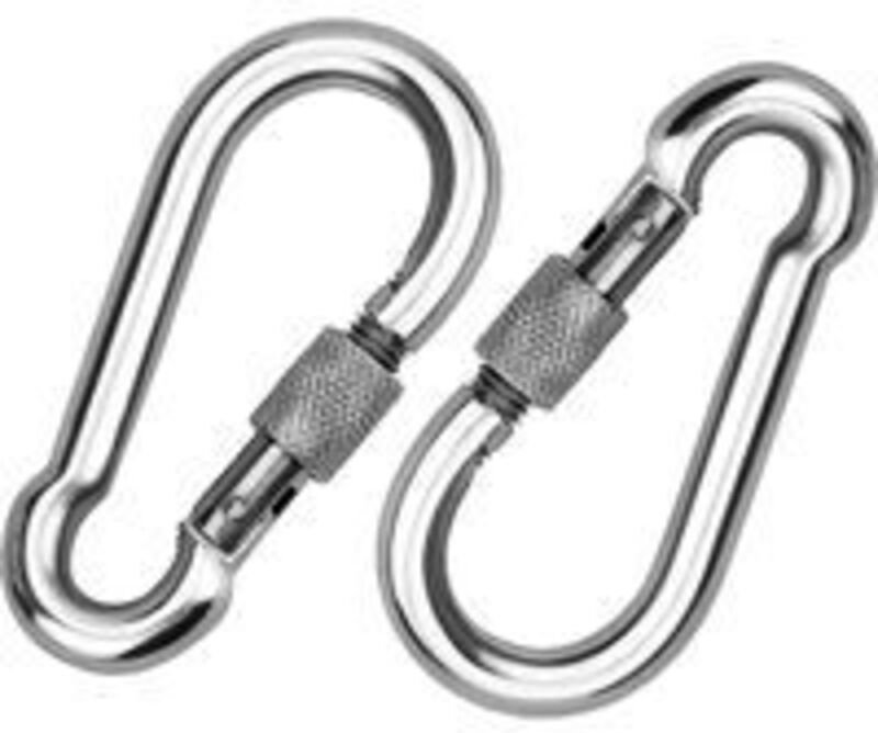 Ersandy - 2 Stück 304 Edelstahl-Karabiner, Edelstahl-Schraubkarabiner, Edelstahl-Karabiner, zum Aufhängen von Seilen, Ke...