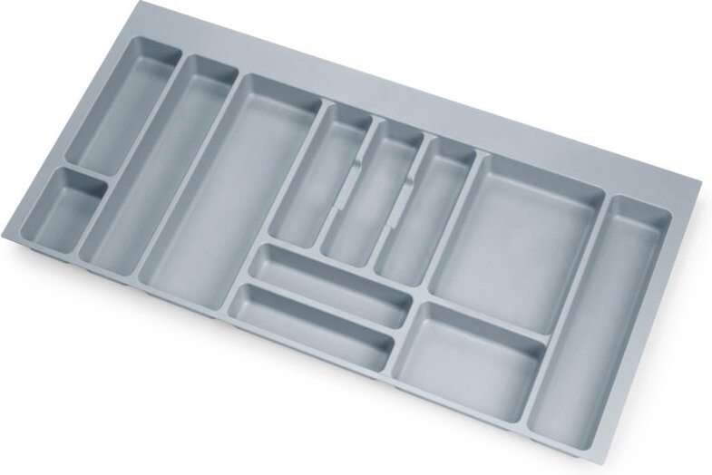 Besteckeinsatz Optima für Universalschublade, Modul 1.000mm, Kunststoff, Grau - Grau - Emuca