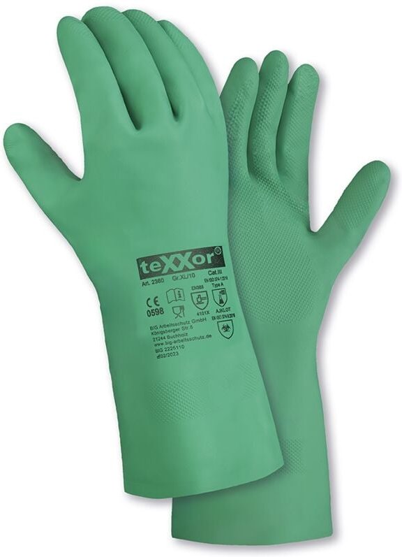 TeXXor Chemikalienschutz-Handschuhe nitril grün 2360 Größe 12