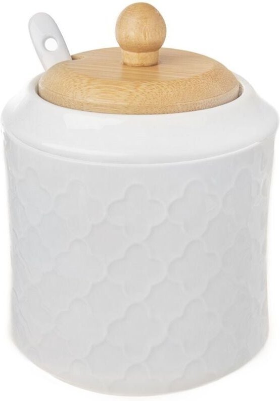 Orion - Sugar bowl in porcelain and bamboo for serving and storage 874149