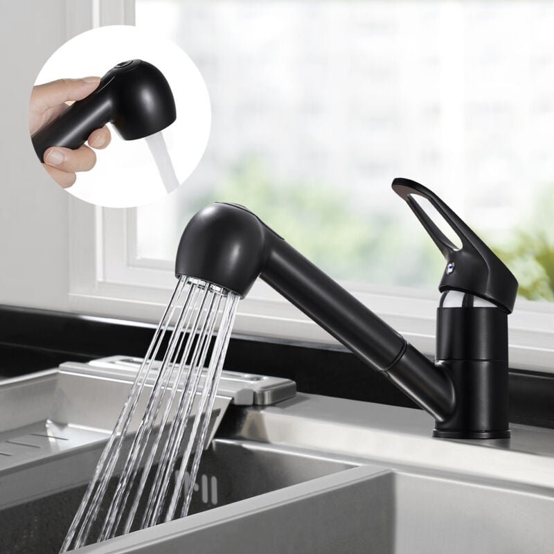 Thumbnail - Küchenarmatur mit Ausziehbare Brause, Wasserhahn Küche Einhebelmischer mit 360° Drehbar, Hochdruck Mischbatterie Spültis...