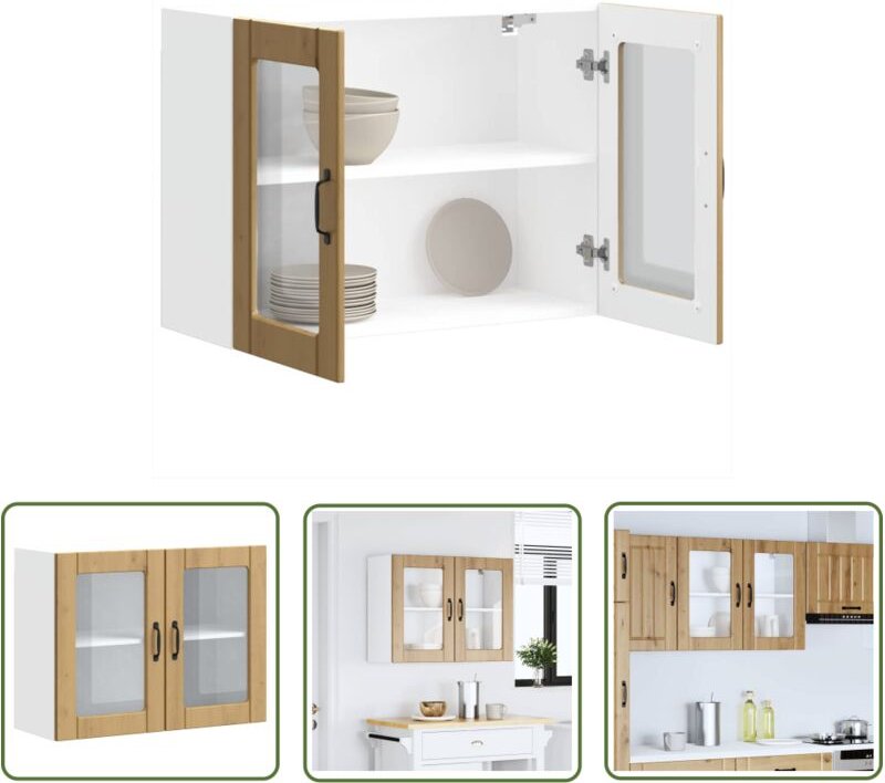 The Living Store - vidaXL Küchen-Hängeschrank mit Glastür Artisan-Eiche Holzwerkstoff