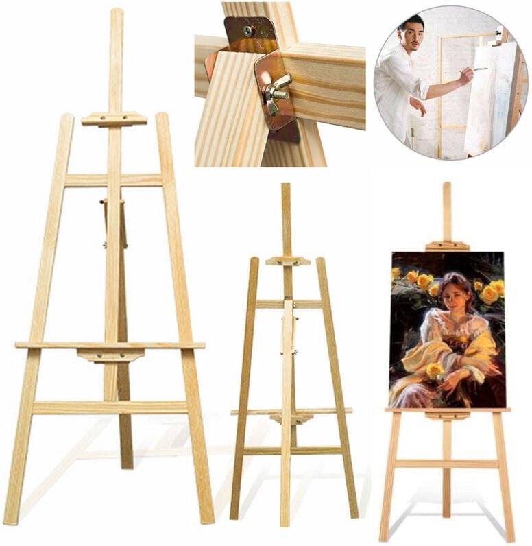 1,5 m/59 Zoll Studio Staffelei Holz A-Rahmen klappbar Kiefer Holz Künstler Kunst