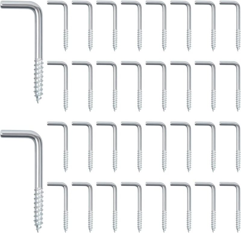 Linghhang - 2,5 x 13 x 25 mm, 100 Stück L-Hakenschrauben, rechtwinkliger Schraubhaken, L-förmiger gerader Schlitzhaken, ...