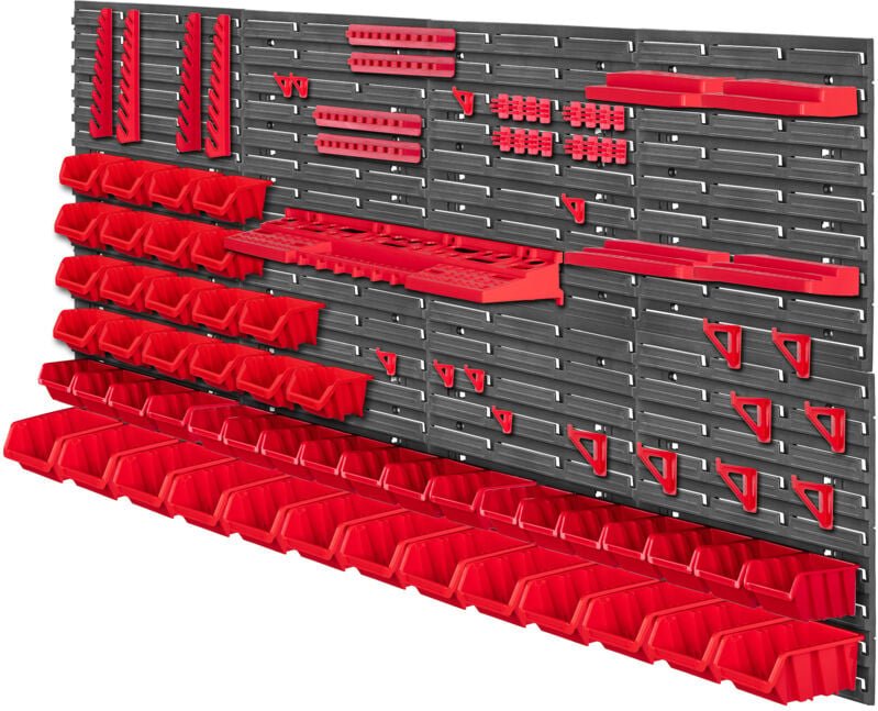 Werkstattwandregal, Wandplatten, 156 x 78 cm, Rot, 95 tlg. - Kadax