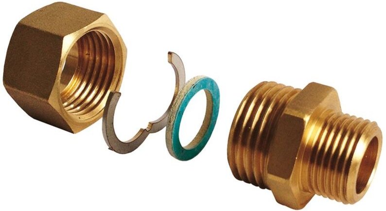 Flamco Verschraubungsset, flachdichtend für Wellrohr DN 16, 1/2" Außengewinde