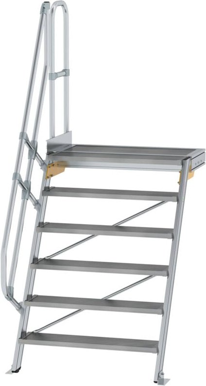 Günzburger Steigtechnik - Treppe mit Plattform 60° Stufenbreite 1.000 mm 6 Stufen Aluminium geriffelt - 600406