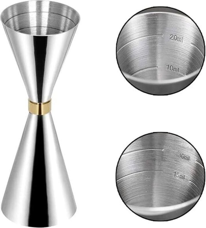 Thumbnail - Messbecher, Cocktail-Messbecher im japanischen Stil 1 oz / 2 oz, hochwertiger Messbecher, Doppel-Schnapsmaß aus Edelstah...