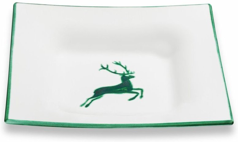 Gmundner Keramik - Grüner Hirsch, Suppenteller Trend (20x20cm)