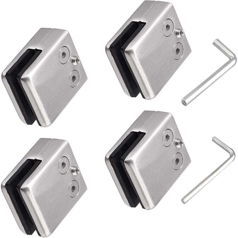 YMYNY Glasklemmen aus Edelstahl 304 mit 2 Sechskantschlüsseln, passend für 8–10 mm dicke Glasplatten, verstellbare Glass...