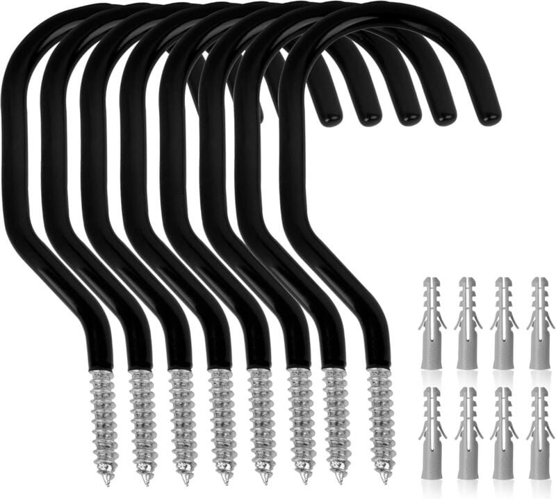 Thumbnail - 8er-Pack Hochleistungs-Fahrradhaken, Tragkraft 100 Pfund, 6 Zoll, Fahrradhaken für Garagenwand und Garagendecke