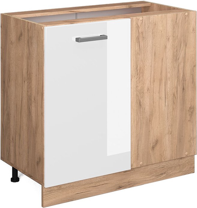 Eckunterschrank R-Line, Weiß Hochglanz, 86 cm ohne Arbeitsplatte Vicco