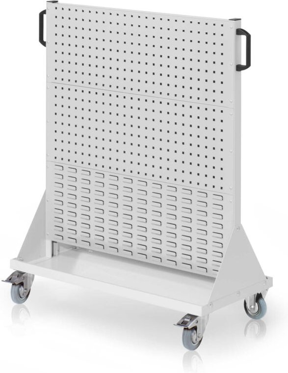 Kappes RasterMobil® mobiler Arbeitsplatzschrank Größe 3 1230x1000x500mm 4 Lochplatten 2 Schlitzplatten - lichtgrau