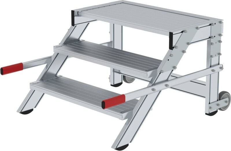 Thumbnail - Arbeitspodest fahrbar Stufenbreite 0,8 m Aluminium geriffelt 3 Stufen - 050016 - Günzburger Steigtechnik