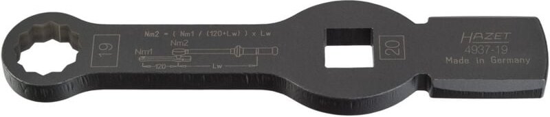 Hazet Schlag-Ringschlüssel, Doppelsechskant, mit 2 Schlagflächen, Vierkant hohl 20 mm (3/4), Außen-Doppel-Sechskant Prof...